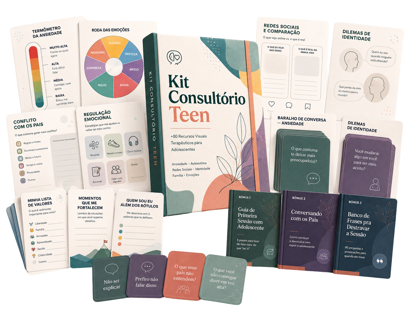Kit Consultório Teen — recursos visuais terapêuticos para adolescentes